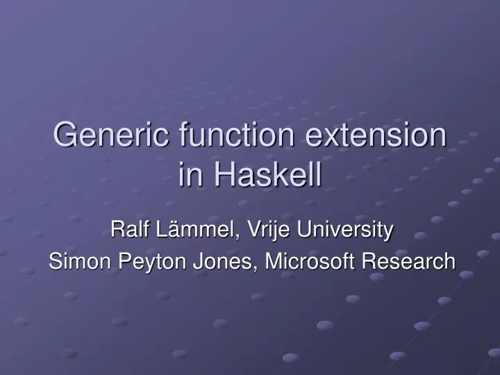 generic function extension in haskell