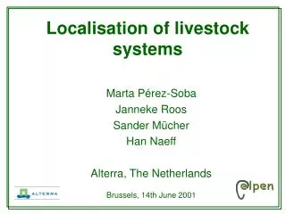 Localisation of livestock systems