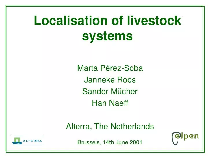 localisation of livestock systems