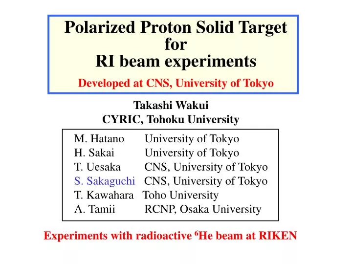 polarized proton solid target for ri beam experiments