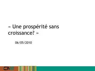une prosp rit sans croissance
