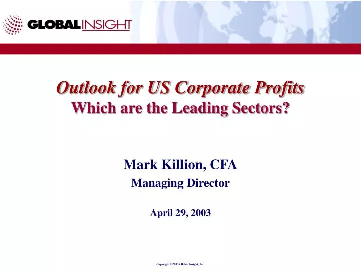 outlook for us corporate profits which are the leading sectors