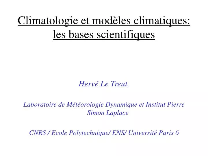 climatologie et mod les climatiques les bases scientifiques