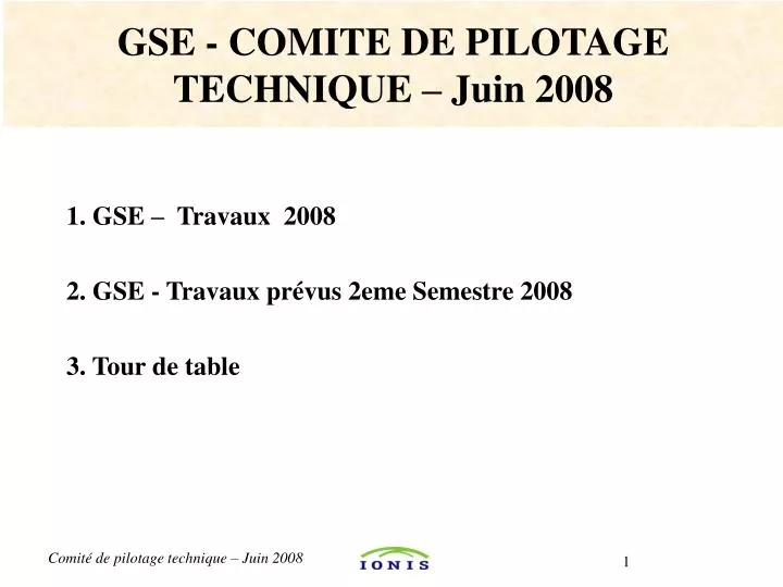 gse comite de pilotage technique juin 2008