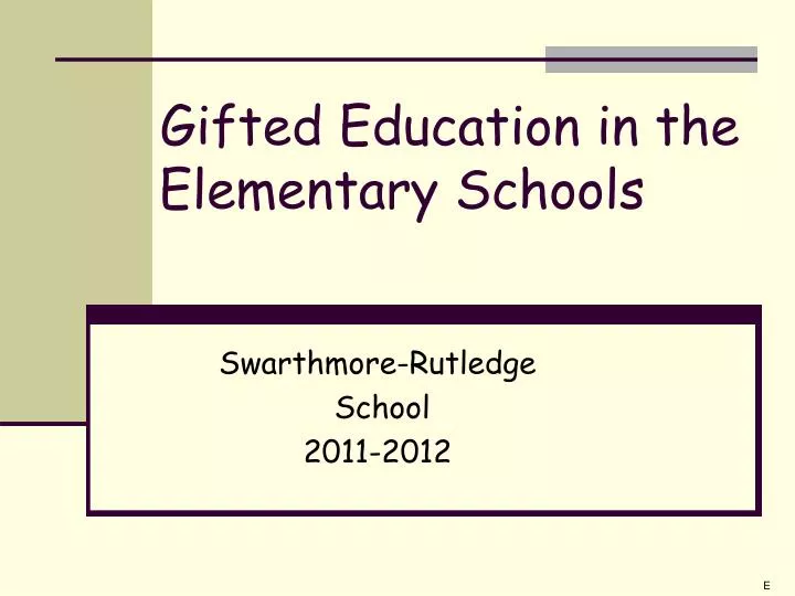 gifted education in the elementary schools