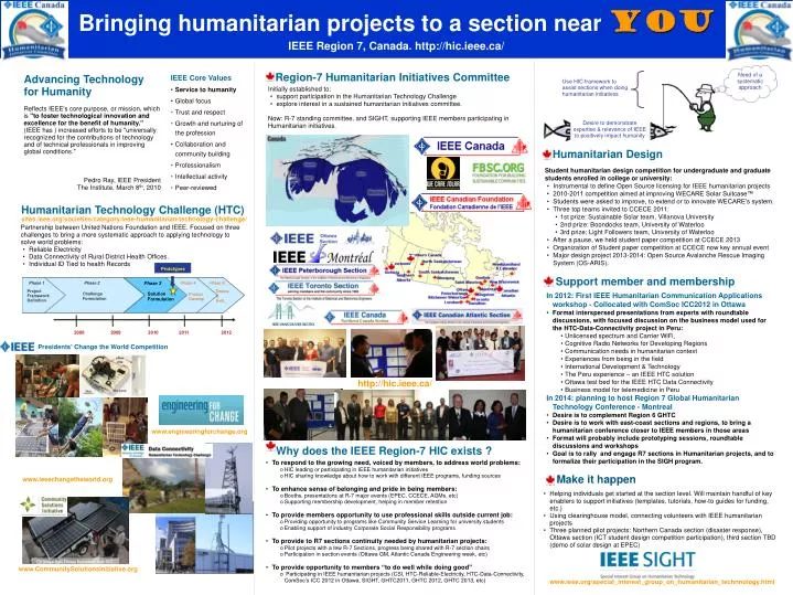 bringing humanitarian projects to a section near you ieee region 7 canada http hic ieee ca