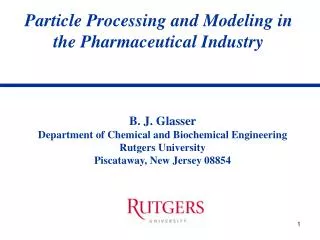 Particle Processing and Modeling in the Pharmaceutical Industry