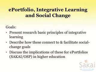 ePortfolio, Integrative Learning and Social Change