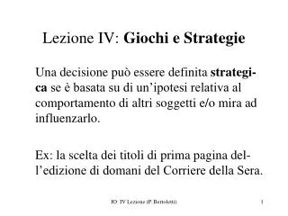 lezione iv giochi e strategie