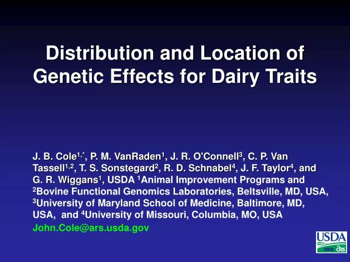 distribution and location of genetic effects for dairy traits