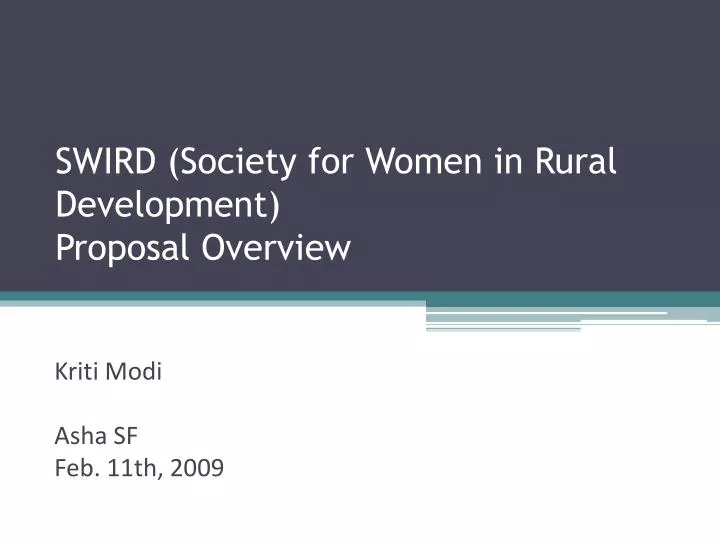 swird society for women in rural development proposal overview