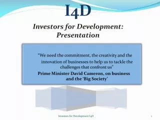 I4D Investors for Development: Presentation
