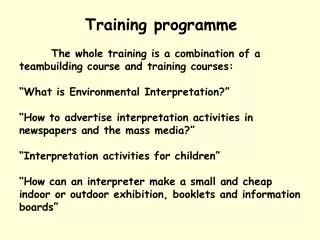 Training programme