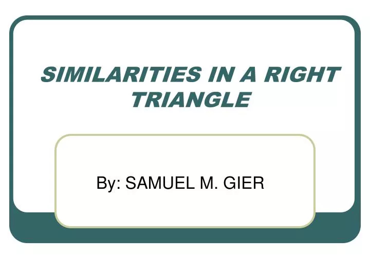 similarities in a right triangle