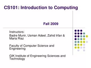 CS101: Introduction to Computing