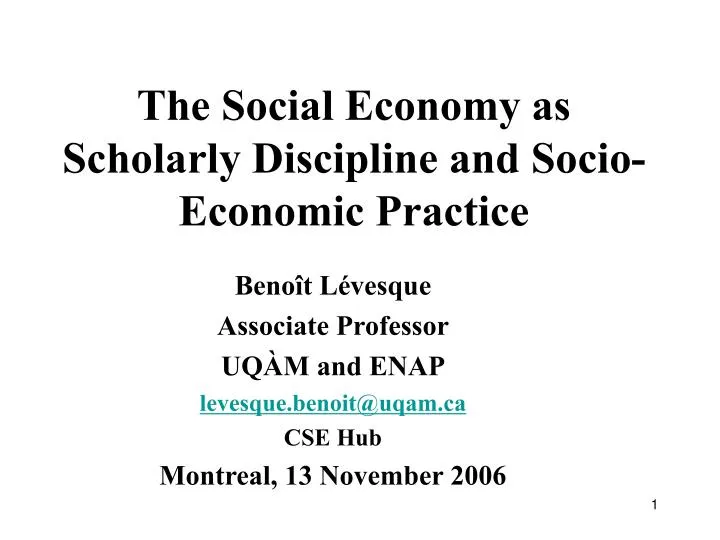 the social economy as scholarly discipline and socio economic practice