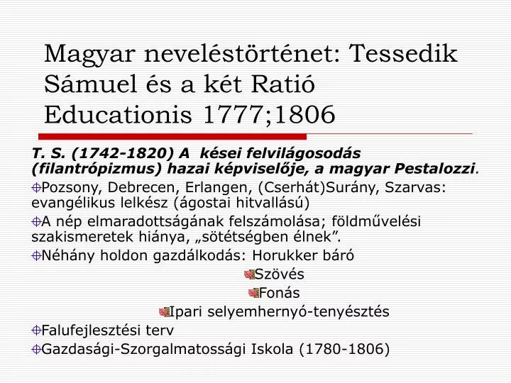 magyar nevel st rt net tessedik s muel s a k t rati educationis 1777 1806