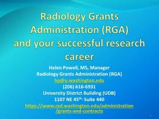 Radiology Grants Administration (RGA) and your successful research career