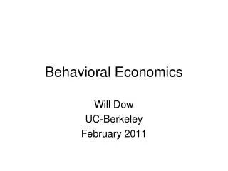 Behavioral Economics