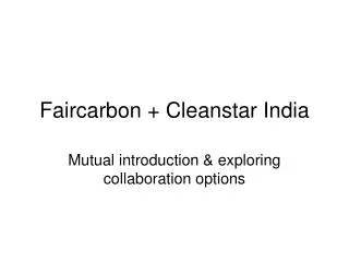 faircarbon cleanstar india
