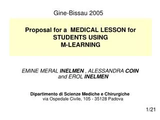 Proposal for a MEDICAL LESSON for STUDENTS USING M-LEARNING