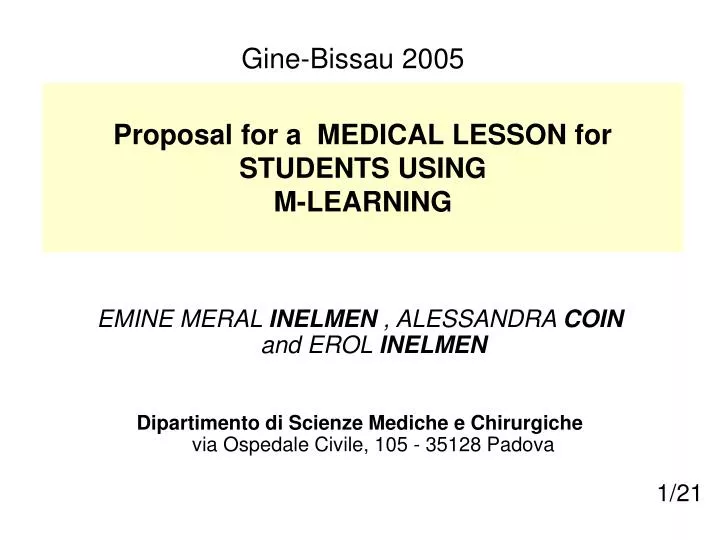 proposal for a medical lesson for students using m learning