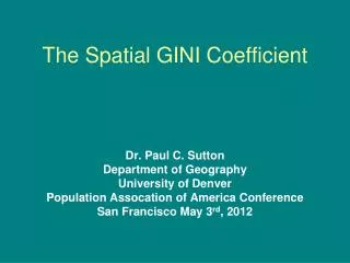 The Spatial GINI Coefficient