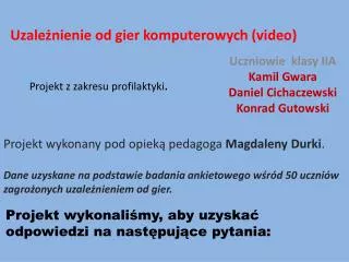 projekt z zakresu profilaktyki