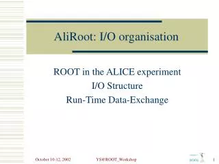 AliRoot: I/O organisation