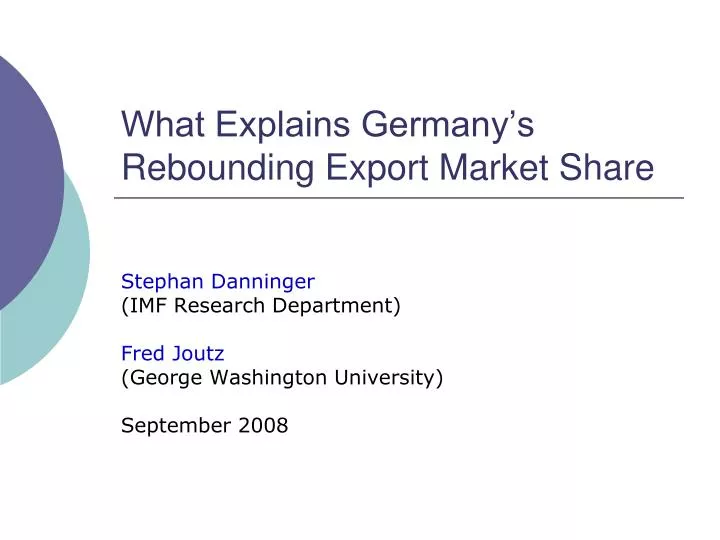 what explains germany s rebounding export market share