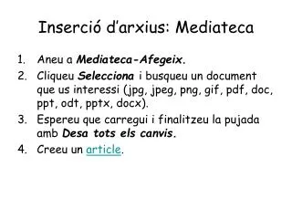 inserci d arxius mediateca