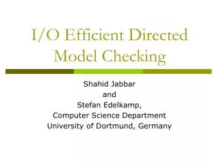 I/O Efficient Directed Model Checking