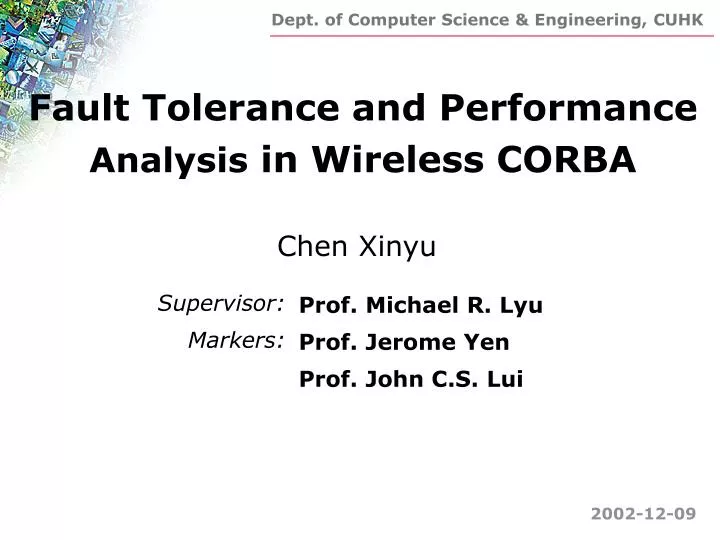 fault tolerance and performance analysis in wireless corba