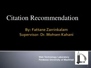 By: Fattane Zarrinkalam Supervisor: Dr. Mohsen Kahani