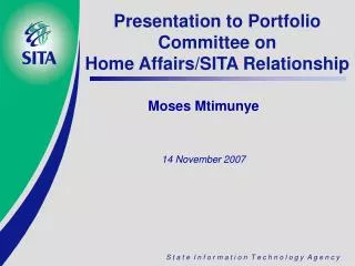 Presentation to Portfolio Committee on Home Affairs/SITA Relationship
