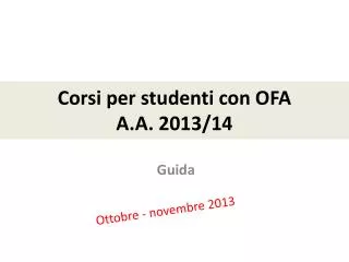 corsi per studenti con ofa a a 2013 14
