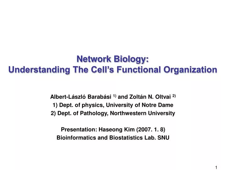 network biology understanding the cell s functional organization