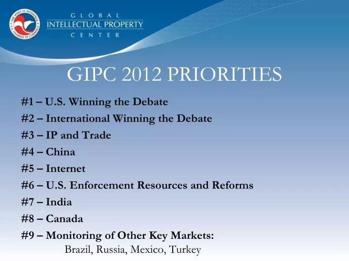 gipc 2012 priorities