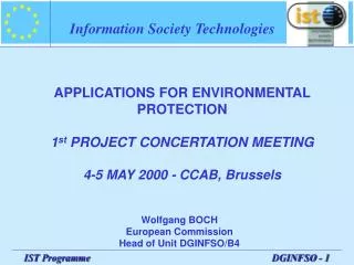Wolfgang BOCH European Commission Head of Unit DGINFSO/ B4