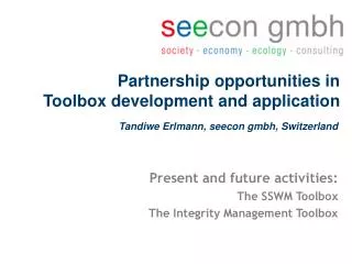 Partnership opportunities in Toolbox development and application