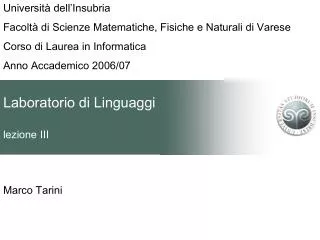 laboratorio di linguaggi lezione iii