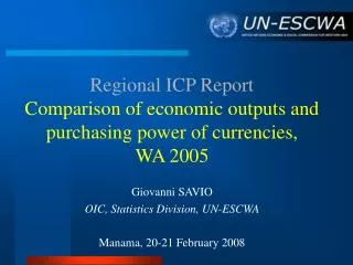 Regional ICP Report Comparison of economic outputs and purchasing power of currencies, WA 2005