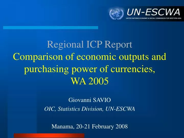 regional icp report comparison of economic outputs and purchasing power of currencies wa 2005