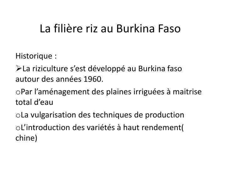 la fili re riz au burkina faso