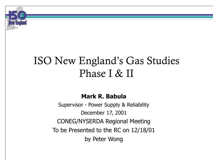 iso new england s gas studies phase i ii