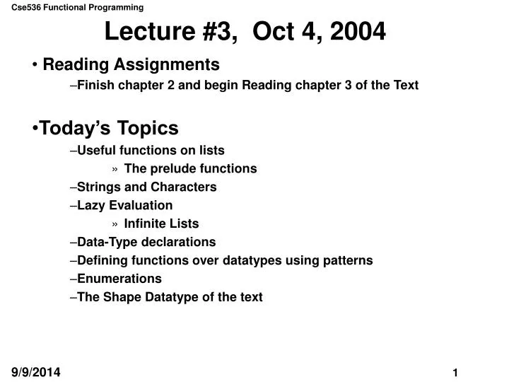 lecture 3 oct 4 2004