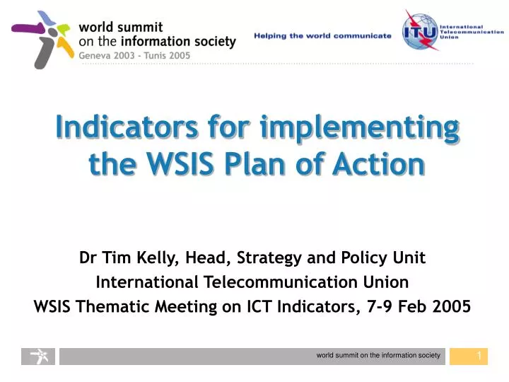 indicators for implementing the wsis plan of action