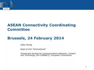 ASEAN Connectivity Coordinating Committee Brussels, 24 February 2014