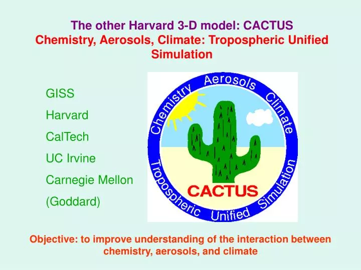 the other harvard 3 d model cactus chemistry aerosols climate tropospheric unified simulation