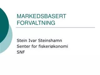 markedsbasert forvaltning